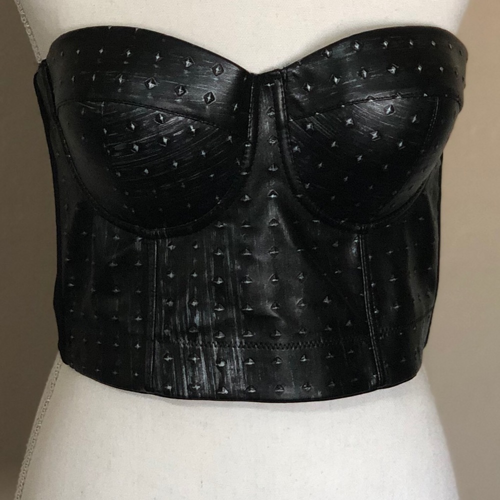 Black vegan leather bustier size L